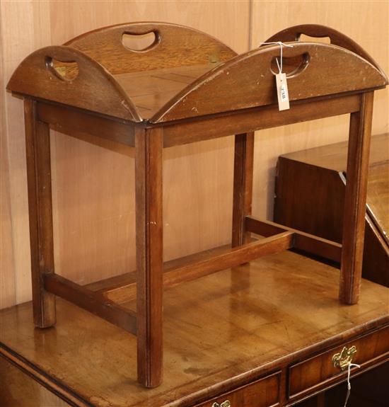 A mahogany butlers tray on stand W.74cm